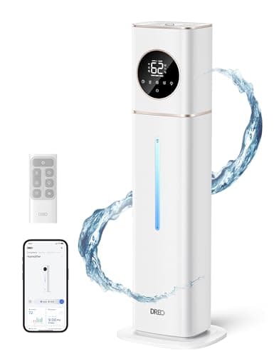 Dreo 11L Smart Humidifier Large Room 700 ft², 100H Cool Mist Air Humidifiers for Bedroom Baby Plants, Top-Fill Self-Cleaning Tank, 26dB, Auto Mode, RGB Light, Remote & APP Control, HM735S White