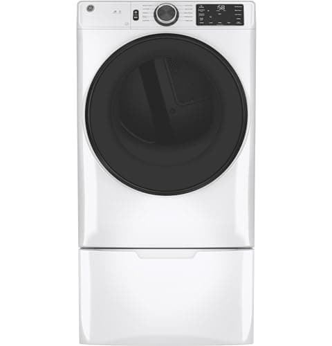 GE GFD55ESSNWW 28" Front Load Electric Dryer with 7.8 cu. ft. Capacity Built-in WiFi HE Sensor Dry and Sanitize Cycle in White