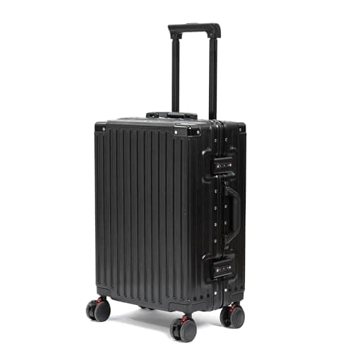 UrbanExplorer 20inch Carry On Luggage 22x14x9 Airline Approved, Zipperless Luggage Carry On TSA Approved ABS+PC Hard Shell Suitcases, Lightweight Carry On Suitcases with Aluminum Frame, Black