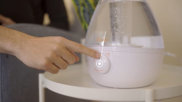Crane Ultrasonic Cool Mist Teardrop Humidifier for Baby Nursery, Bedroom, Office, Large Room, Adjustable Humidity, Auto Shut-Off, Easy Clean Blue & White 1 Gallon
