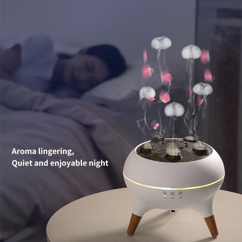 Dynamic Jellyfish Air Humidifier & Jellyfish Essential Oil Diffuser for Home,Office, Yoga - 7 Color-Changing Lights ，Remote Control ，4H/8H Timer Setting, Auto Shut-Off 250ml
