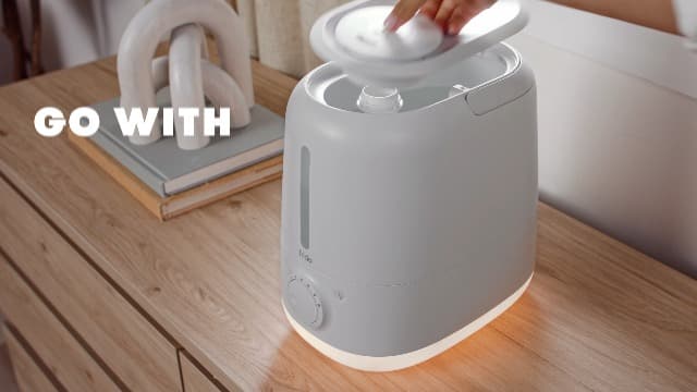 Frida Baby 3-in-1 XL Top Fill Humidifier for Bedroom, Allergy Relief, 6L Tank Cool Mist Humidifier for Large Rooms + Diffuser, Nightlight, Auto Shut-Off, Quiet, Carry Handle, Essential Oil Diffuser