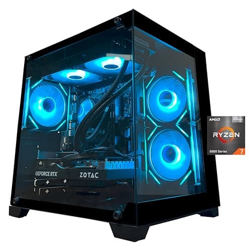 Gaming PC Desktop Computer, Ryzen 7 5700X,RTX 5060,32GB DDR4 RAM and 1TB M.2 NVMe SSD, 240 Liquid Cooler, ARGB Fans,Game Design Office