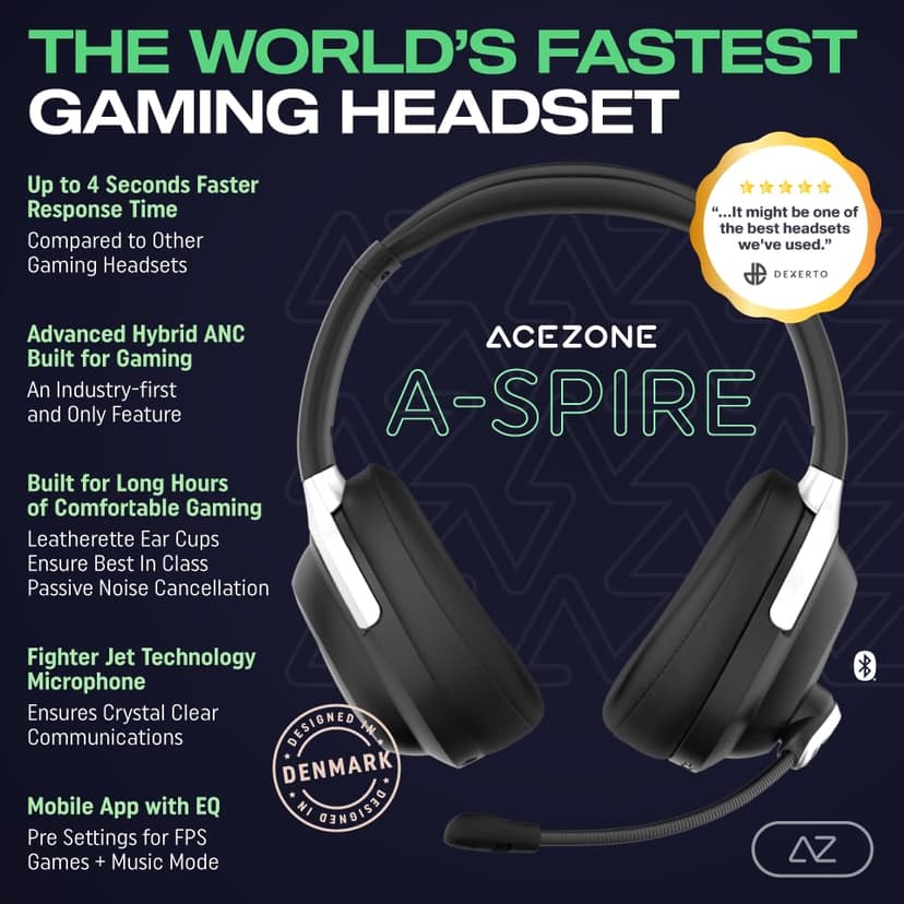 A-Spire - ANC Gaming Headset - Active Noise Cancellation - Noise Cancelling Flip-to-Mute Microphone - Mobile App - Lightweight - Windows PC - PS4 - PS5 - Xbox - Switch - Android - iOS - Mac