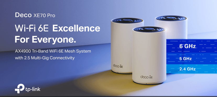 TP-Link 𝐃𝐞𝐜𝐨 XE70 Pro AXE4900 Tri-Band WiFi 6E Mesh WiFi System - 2.5G WAN/LAN Ports, 4.9 Gbps Wi-Fi 7,200 Sq. Ft Coverage, Connect up to 200 Devices, 6 GHz Band, 3-Pack