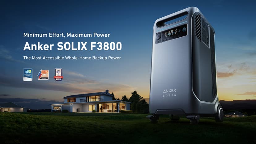 Anker SOLIX F3800 Portable Power Station with 2× 200W Solar Panels, 3,840Wh LiFePO4 Battery, 120V/240V 6,000W AC Output, Solar Generator for Home Use, RVs, Emergencies, Outages, and Outdoor Camping