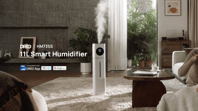 Dreo 11L Smart Humidifier Large Room 700 ft², 100H Cool Mist Air Humidifiers for Bedroom Baby Plants, Top-Fill Self-Cleaning Tank, 26dB, Auto Mode, RGB Light, Remote & APP Control, HM735S White