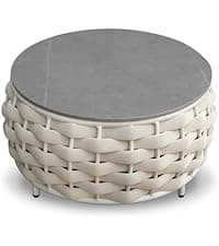 Woven Rope Outdoor Sofa Set: 4 Pieces Aluminum Patio Conversation Set Assembled - All Weather Cushioned Porch Furniture Couch - Modern Metal Lounge Set for Deck Yard Resort Hotel Sunroom, Beige
