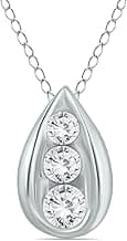 Stunning 1/2 CTW 3-Stone Teardrop Diamond Pendant 14K White Gold