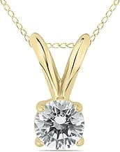 AGS Certified 1/7ct Round Diamond Solitaire Pendant in 14K Gold