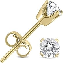 Sparkling 1/3 CTW Round Diamond Solitaire Studs in 14K Yellow Gold