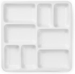 MEEDEN 8-Well Ceramic Artist Paint Palette, Square Porcelain Watercolor Palette, White Ceramic Mixing Tray for Gouache Painting, Oil Painting, Acrylic Painting & Tempera Painting, 7"× 7"× 0.9"