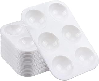 20 PCS White Paint Tray Palettes, Plastic Watercolor Paint Pallets with 6 Wells for Painting Party, DIY Craft and Art Painting