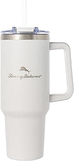 Tommy Bahama 40oz White Leakproof Straw Insulated Bottle - Cold 12Hrs/Hot 6Hrs, BPA-Free