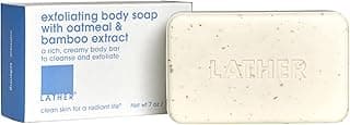 LATHER Oatmeal & Bamboo Exfoliating Bar Soap, Natural 7oz 2-Pack