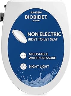 Bio Bidet SlimZero: Non-Electric Elongated Bidet Seat w/ Dual Nozzles & Night Light