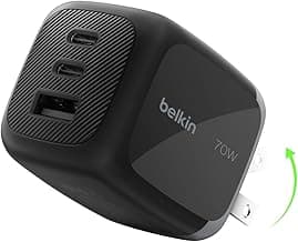 Belkin 70W 3-Port GaN Charger: Fast Charge MacBook, iPhone 17, Galaxy S25