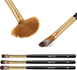 Aokitec 3pcs Acrylic Nail Brush Set - Size 10/12/14 Kolinsky Nail Brushes for Acrylic Application Nail Art Brushes for Powder, Perfect for Nail Extension for Beginner & Professional