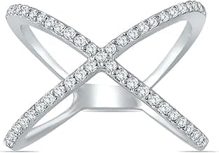 Stunning 1/2ct TW Diamond Criss-Cross X Ring in 10K White Gold