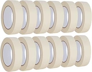 Lazybug studio Masking Tape 1 inch 12 Pack, Adhesive Painting Tape Bulk for General Purpose Use, 1 inch x 55 Yards x 12 Rolls, 660 Yards in Total