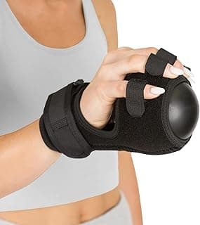 BraceAbility Anti-Spasticity Hand Splint with Therapy Ball - Stroke, Arthritis Relief
