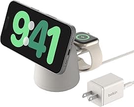 Belkin Qi2 15W 2-in-1 Wireless Charging Dock for iPhone 16 & Watch - Sand