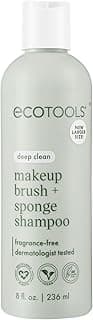 EcoTools Makeup Brush + Sponge Shampoo, Remove Makeup & Impurities From Tools, Sponges, & Puffs, Fragrance-Free Brush Cleanser, No Harsh Chemicals, Vegan, & Cruelty-Free, 8 fl. oz./236 ml. Bottle
