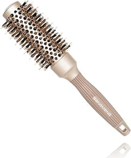 Round Barrel Anti-Static Hair Brush with Boar Bristles, Nano Thermal Ceramic Ionic Tech | For Extra Shine | Protect Hair, Enhance Texture, For Straightening & Drying (1 1/4 inch)