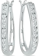 Certified 0.5-1ctw Diamond Hoop Earrings in 10K Gold - Yellow/White