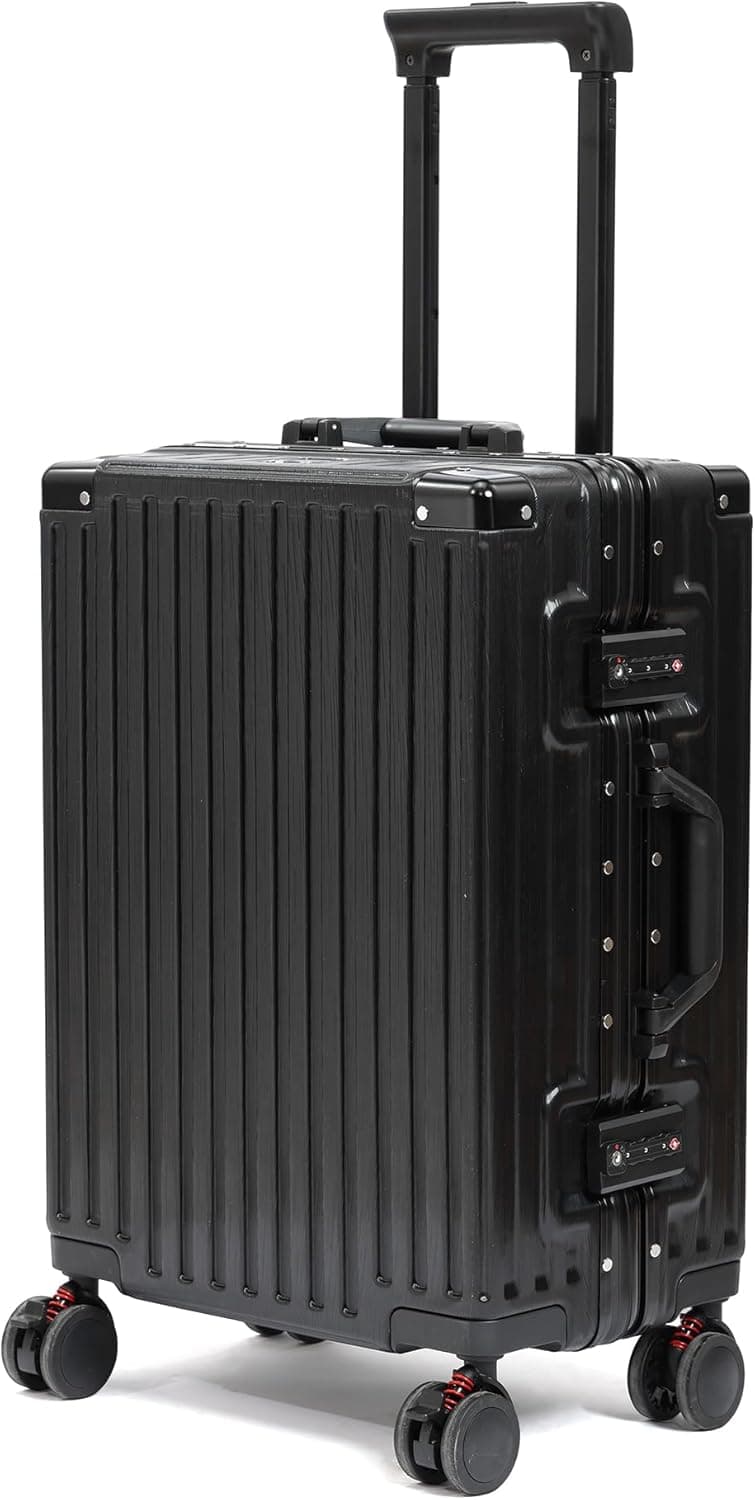 UrbanExplorer 20inch Carry On Luggage 22x14x9 Airline Approved, Zipperless Luggage Carry On TSA Approved ABS+PC Hard Shell Suitcases, Lightweight Carry On Suitcases with Aluminum Frame, Black