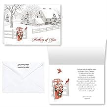 20 Glossy Thinking of You Christmas Cards with Heartfelt Verse & Envelopes