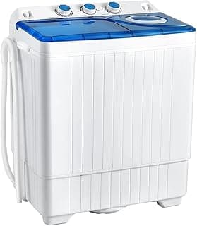 COSTWAY 26lbs Twin-Tub Portable Washer: 18lb Wash + 8lb Spin, Compact