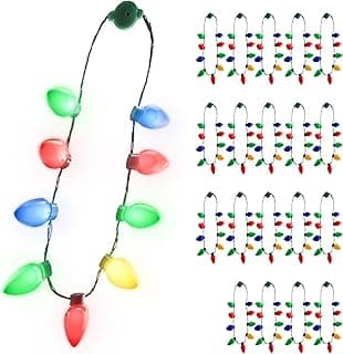Windy City 9-Bulb LED Christmas Light Necklace - 4pk, Batteries Included
