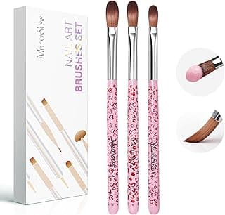 MelodySusie 3-Piece Acrylic Nail Brush Set - Sizes 8/10/14, Professional Nail Art Tool for Acrylic Application, Powder, Extension & 3D Carving - Pink