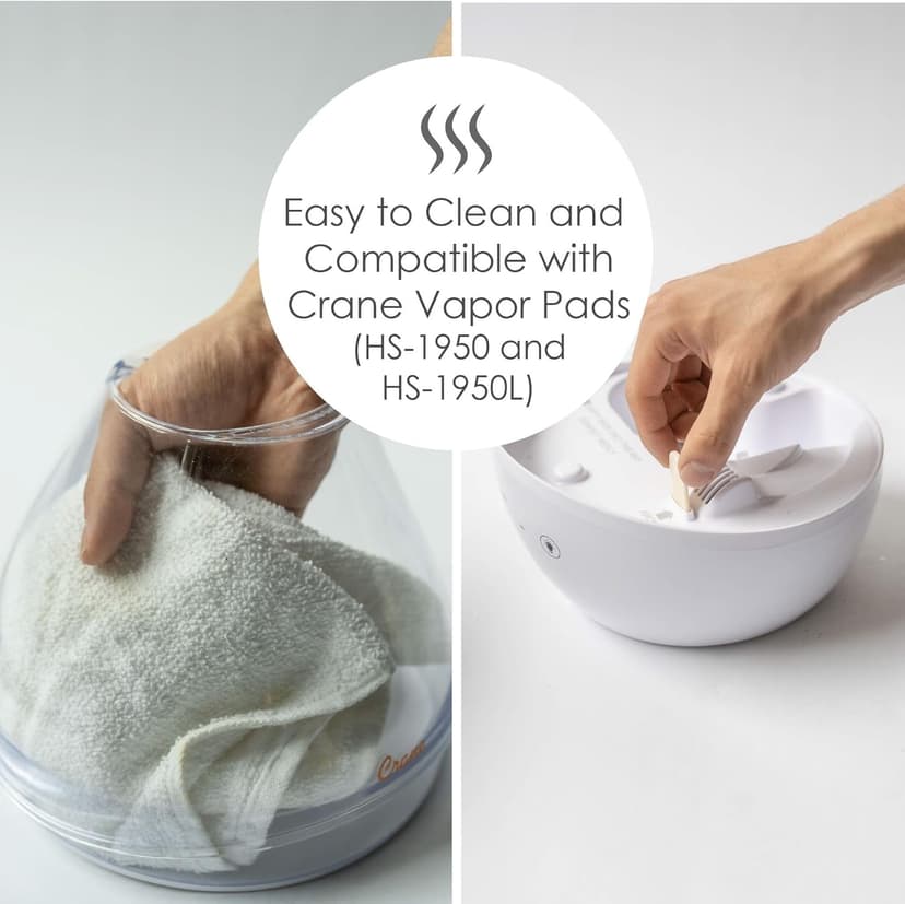 Crane White Drop 4 in 1 Ultrasonic Cool Mist Top Fill Humidifier with Sound Machine, 1 Gallon Tank, For Large Rooms, Clear and White, Baby Nursery Humidifier