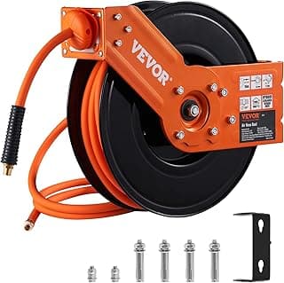 VEVOR 50FT 3/8" 300PSI Retractable Air Hose Reel - Heavy Duty Steel Auto Rewind