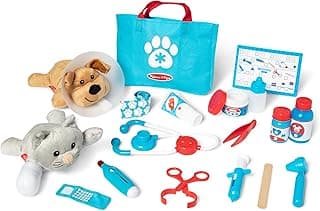 Melissa & Doug 24-Pc Pet Vet Playset w/ Plush Dog & Cat, Ages 3+