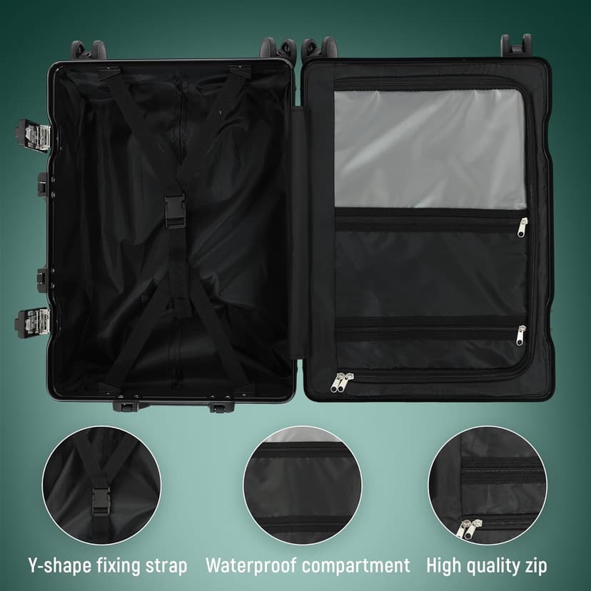 UrbanExplorer 20inch Carry On Luggage 22x14x9 Airline Approved, Zipperless Luggage Carry On TSA Approved ABS+PC Hard Shell Suitcases, Lightweight Carry On Suitcases with Aluminum Frame, Black