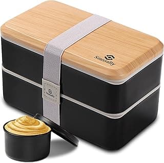 Sinnsally 47oz Leakproof Stackable Bento Box w/ Utensils, Microwave Safe