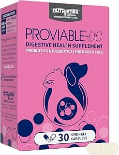 Nutramax Proviable Dog & Cat Probiotics: 5B CFUs + Prebiotics, 30 Gut Health Caps
