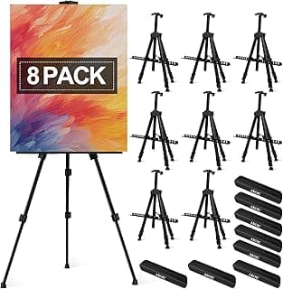AROIC Art Painting Artist Easel Stand, Painting Display Easel Stand,Portable Adjustable Iron Tripod Display Stand with Bag, Height from 20 to 66 in for Table-Top/Floor Drawing and Displaying(8 Pack)