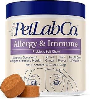 PetLab Dog Allergy Probiotics: Relieve Itch, Boost Immunity - Pork Chews 30ct