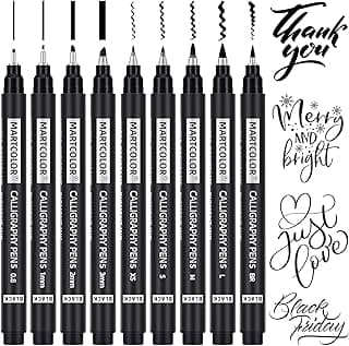 Calligraphy Pens, 9 Size Calligraphy Pens for Writing, Brush Pen Calligraphy Set for Beginners, Calligraphy Brush Pens, Hand Lettering Pen for Art Drawing, Sketching, Scrapbooking
