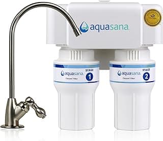 Aquasana AQ-6200-BN: 2-Stage Under Sink Filter, 99.99% PFAS/Lead Reduction, Brushed Nickel Faucet