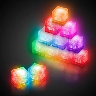 12-Pack Multicolor LED Glowing Ice Cubes - Non-Freezing Party Lights