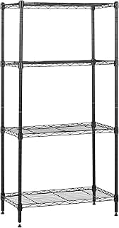 Amazon Basics 4-Shelf Steel Wire Storage Rack, Adjustable, Sturdy, Easy Assembly, 13.4 D x 23.2 W x 48 H in, Black