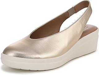 Naturalizer Sutton Light Champagne Leather Slingback Wedge Pumps 8M