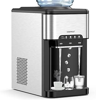 COSTWAY 3-in-1 Countertop Ice Maker & Hot/Cold Dispenser, 44lbs/24H