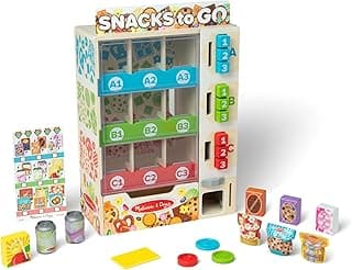 Melissa & Doug Wooden Vending Machine: Play Food, Coins & Skills Toy Ages 3+