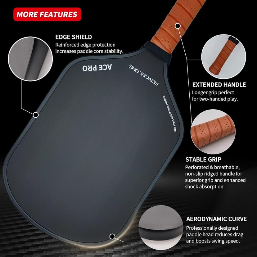 Pickleball Paddles Pickleball Rackets T700 Carbon Fiber Surface Pickle Ball Training Paddle for Beginners to Advanced Players USAPA Compliant 16mm Core Portable Bag